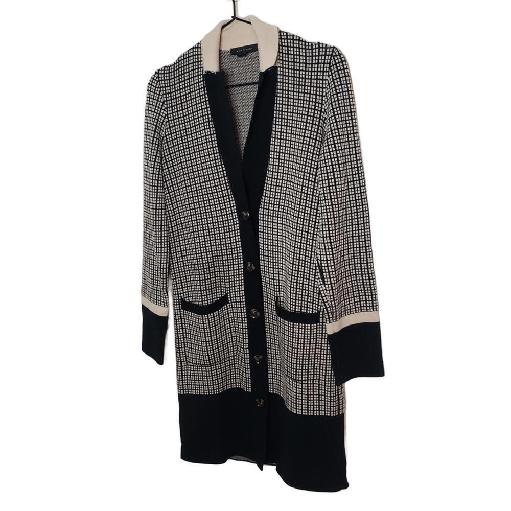 Ann Taylor Women's Sz 2XS Plaid Color Block Knit Buttoned Cardigan(1800) - Picture 5 of 8